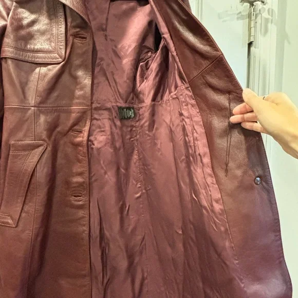 NWT Vetements Raised Shoulder Leather Trench- Bordeaux